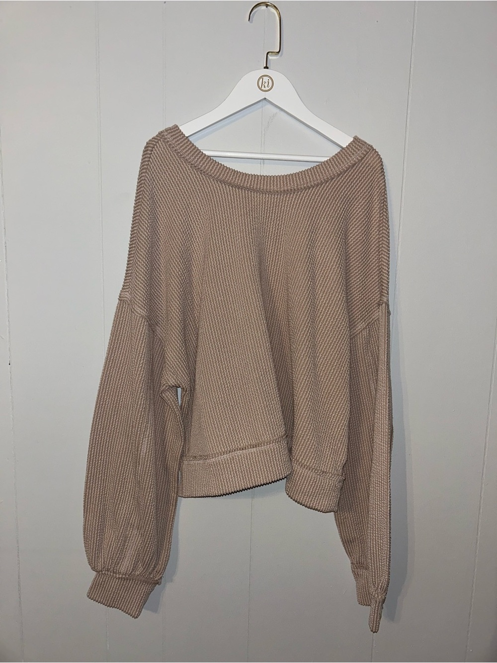 Relaxed Taupe Knit Pullover Sweater